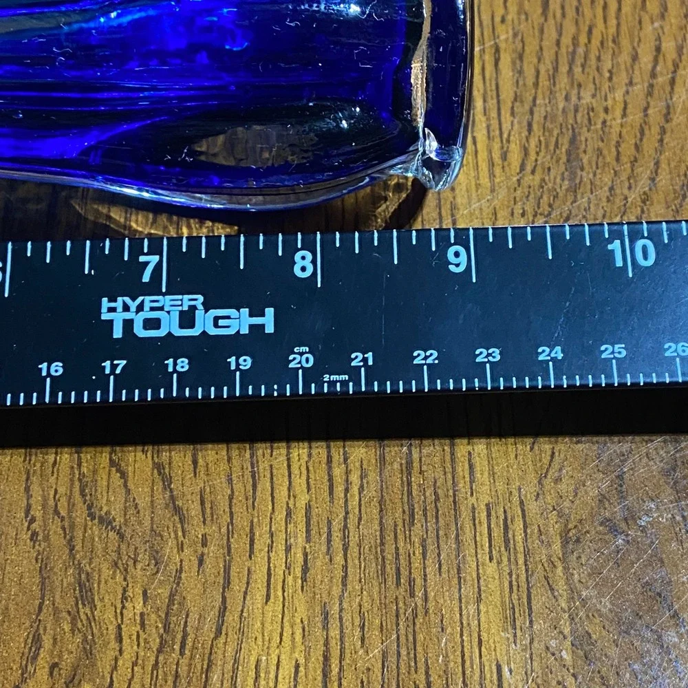 Vintage MCM Cobalt Blue Swung Glass Bud Vases 6 Finger Ruffled Set of 2 9
